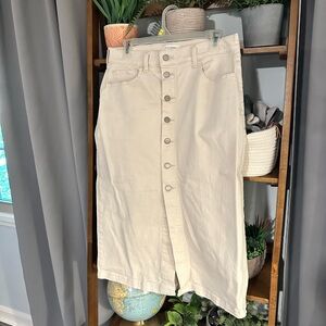 Banana Republic Cream Button-Front Midi Skirt